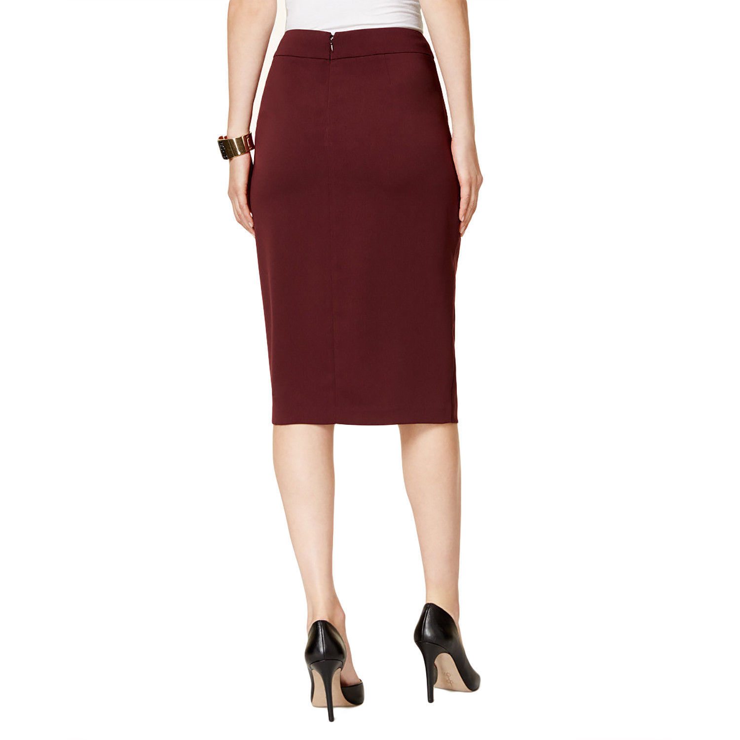 Inc International Concepts Asymmetrical Pencil Skirt Dark Mahogony Size