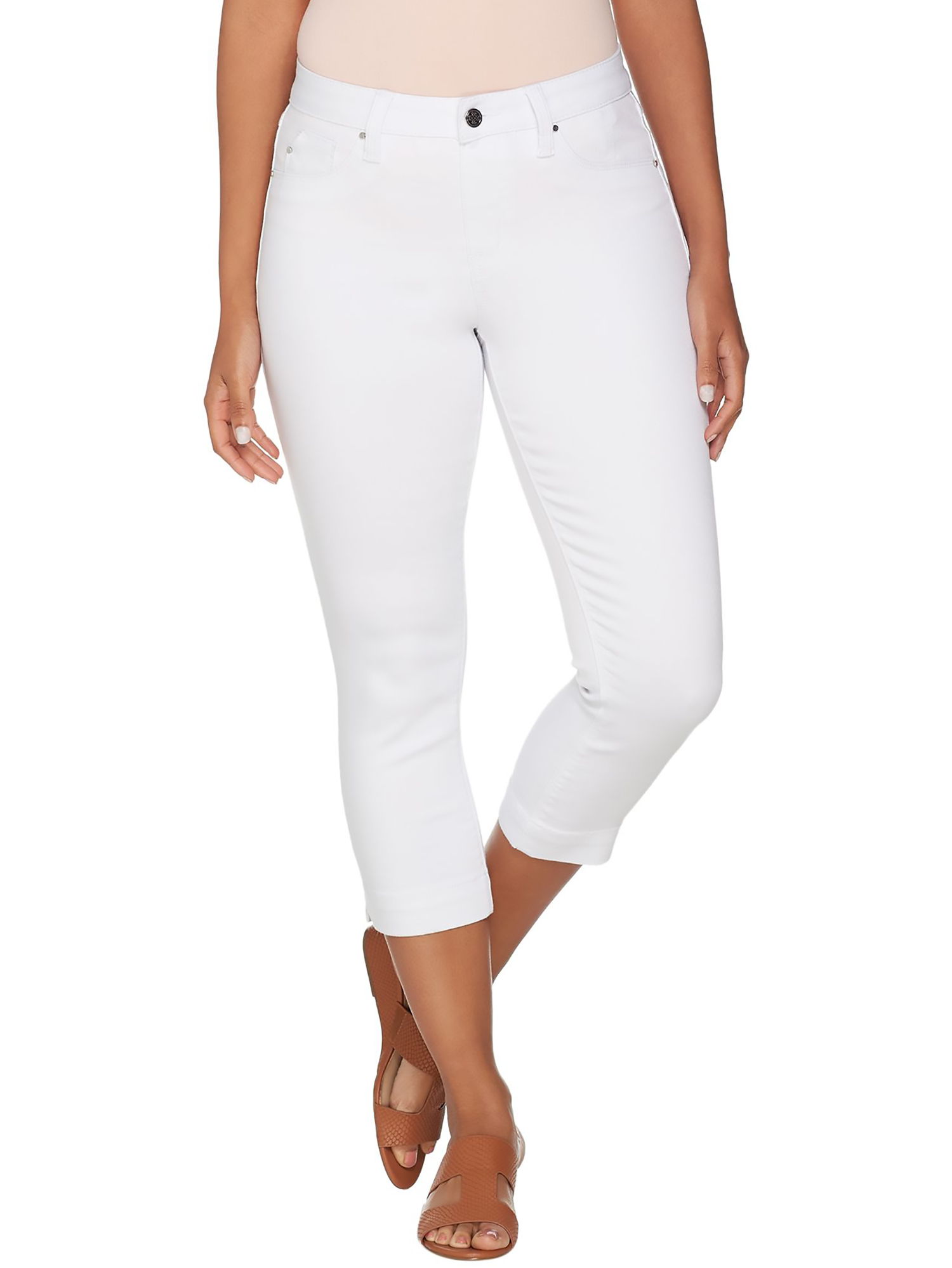 LAURIE FELT Size XL Power Silky Denim Capri Pull-On Jeans WHITE – NYC ...