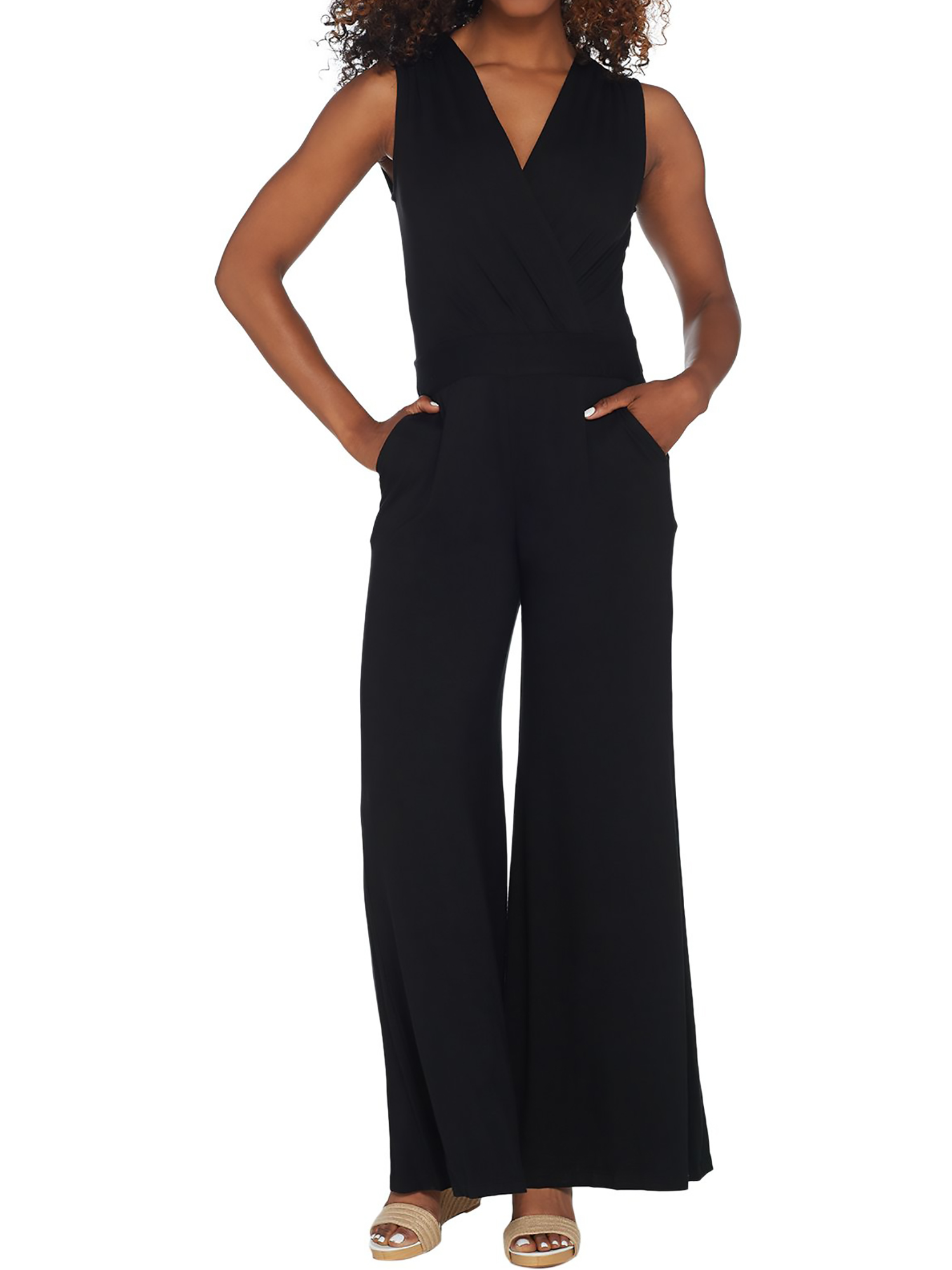 LISA RINNA Size L Sleeveless Jumpsuit BLACK – NYC Moda Boutique