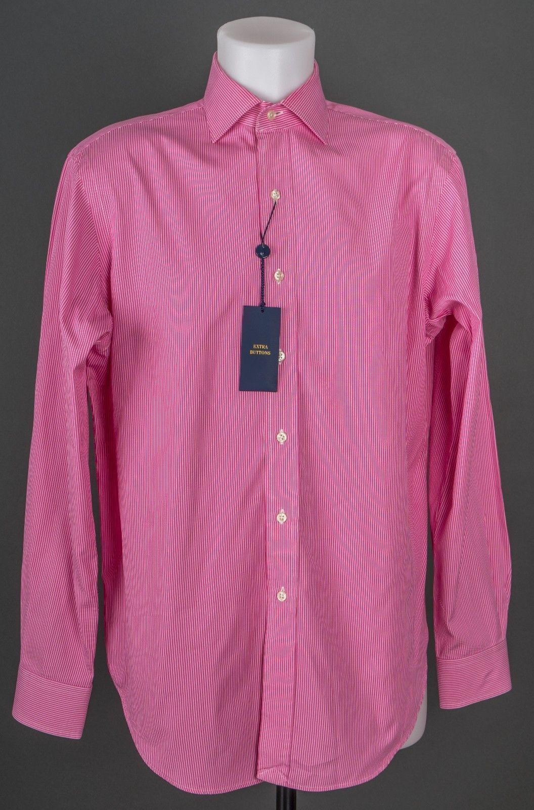 POLO RALPH LAUREN Button Down Shirt Pink White Stripes Size 15-1/2, 34/ ...