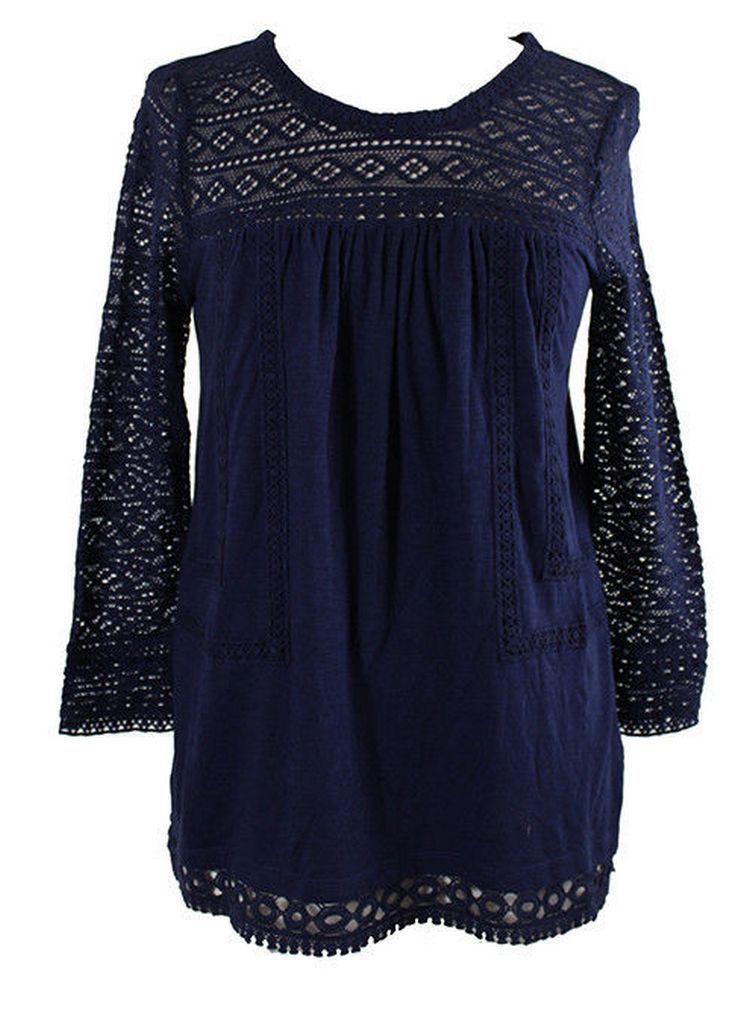 VINTAGE AMERICA Size S Blues Riannon Lace 3/4 Sleeve Top BLUE – NYC ...