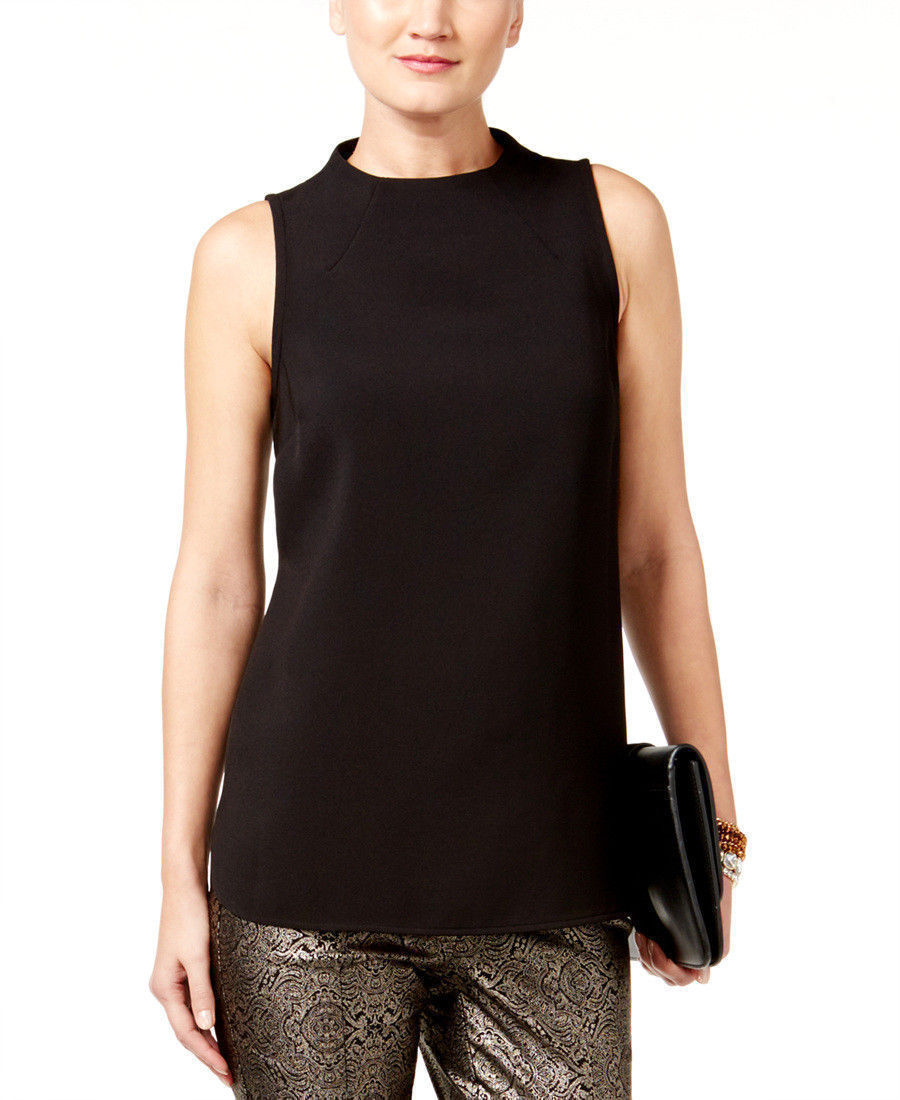 ALFANI Size 10 Mock-Neck Sleeveless Blouse Top BLACK – NYC Moda Boutique