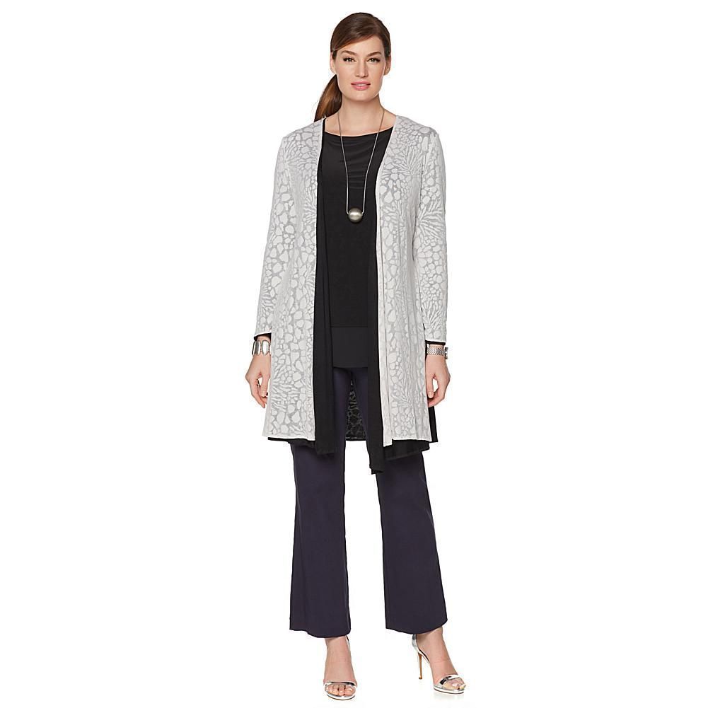 MARLAWYNNE Size XS Reversible Burnout Cardigan Duster OYSTER / BLACK ...