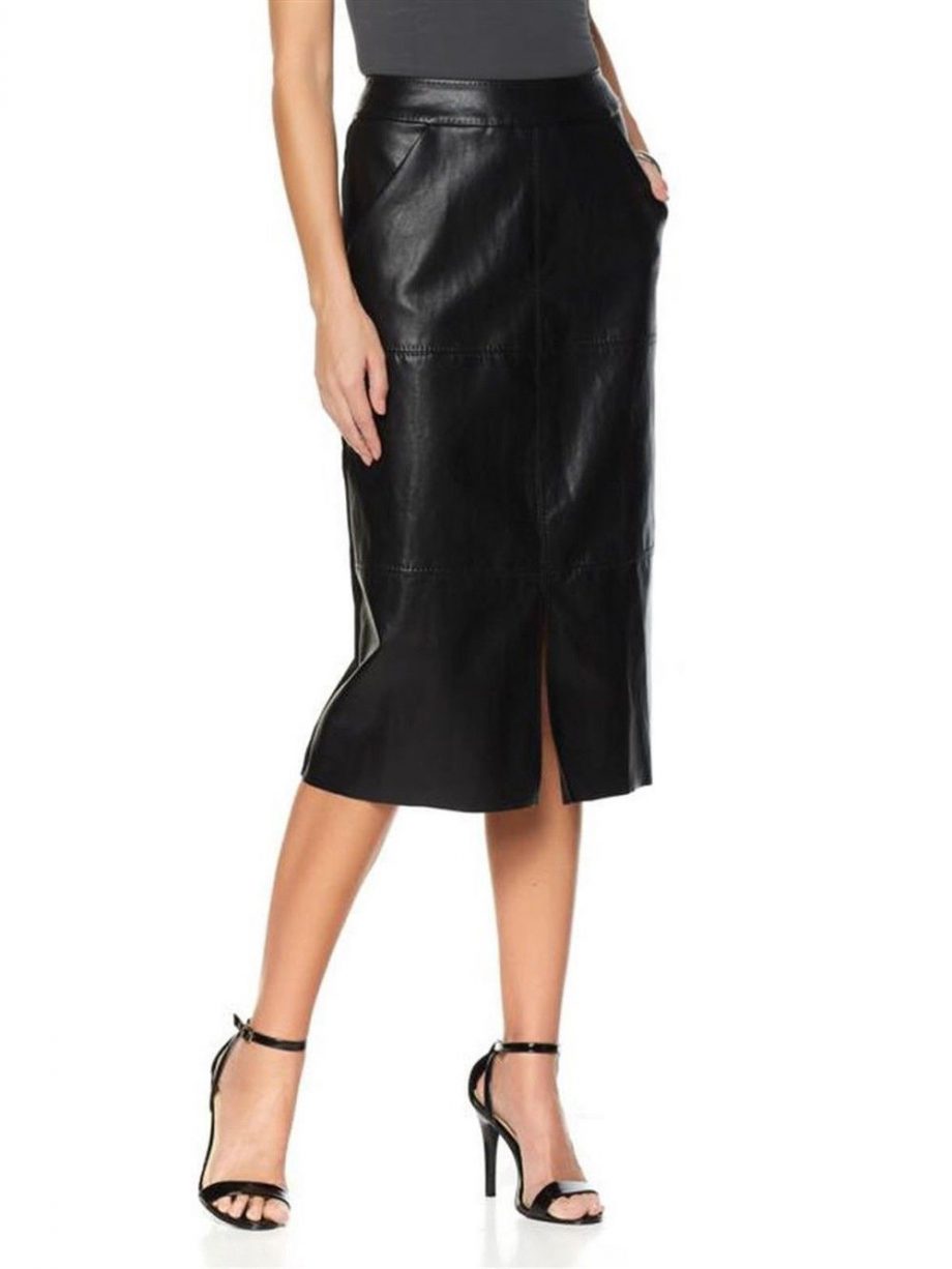 MELISSA MCCARTHY Size M Faux Leather Front Ponte Back Skirt Pockets ...